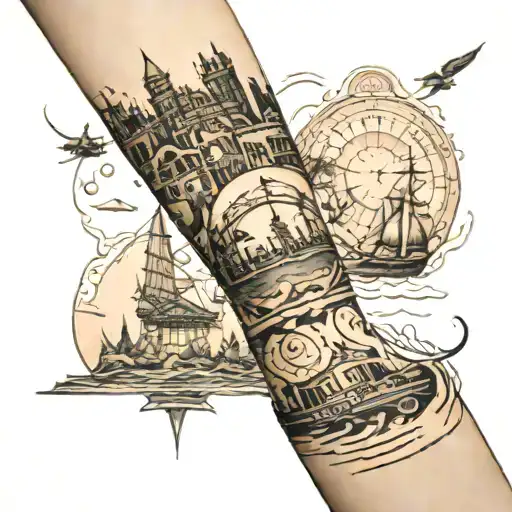 Tatoo On Leg Travel Landmarks