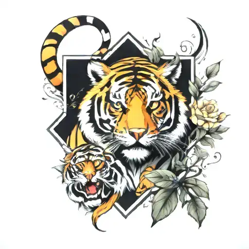 Male And Female Tiger Surrounded