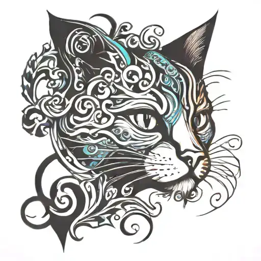 A Cursive L That Turns Into The Silhouette Of A Cat