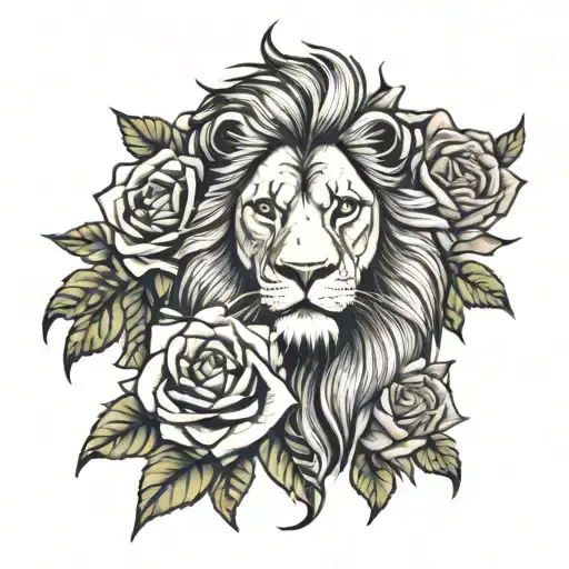 Forearm Lion And Roses