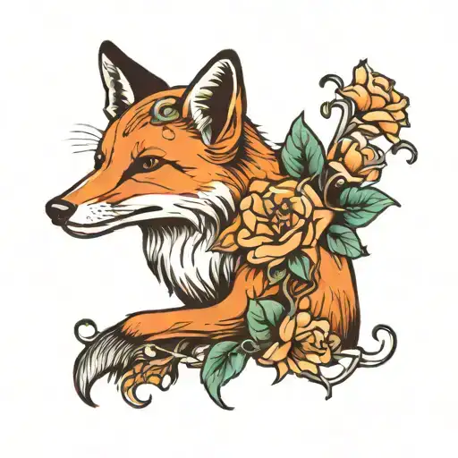 Fox And Morning Glory Flower