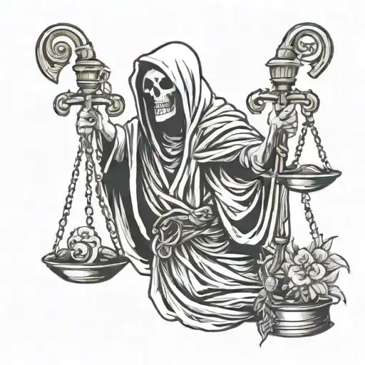 Grim Reaper Holding A Libra Scale