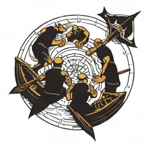 6 Men In 6 Boats In A Circle On The Water