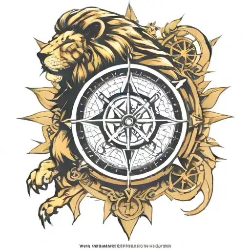 Lion Compass Rose Roman Numerals