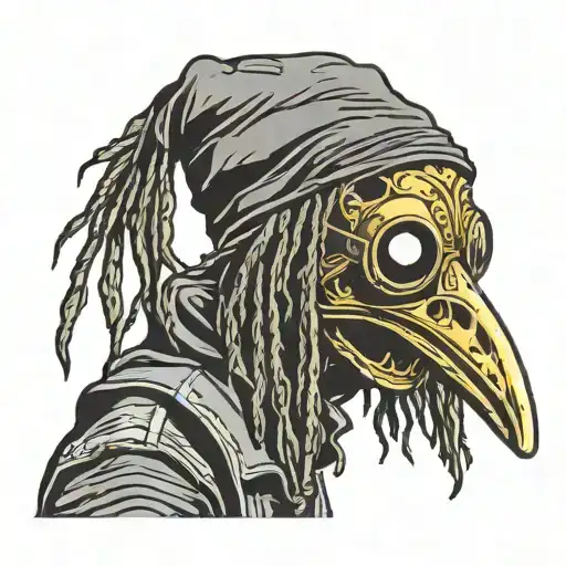 1980S Tony Hawk Graphic With Dreads Plague Doctor Mask