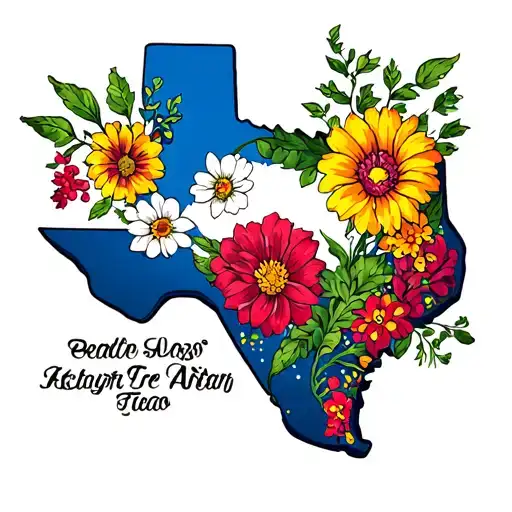 Texas Map With Flowers Growing