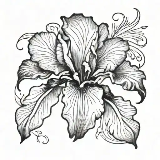 Iris Flower Large Black