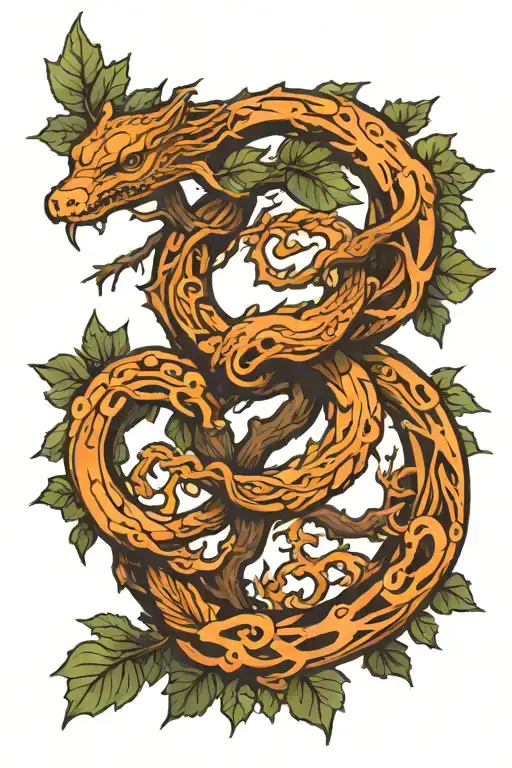 Ouroboros Around Oak Tree