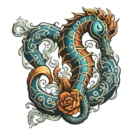 Sea Horse Wrapped Around An Anchor