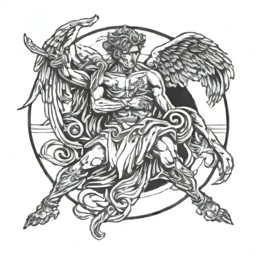 Angel Holding The Head Cut Off Demon