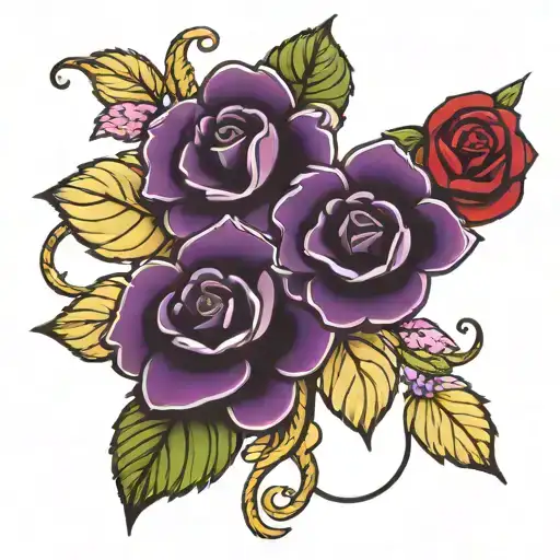 Rose And African Violet Flower Intertwined
