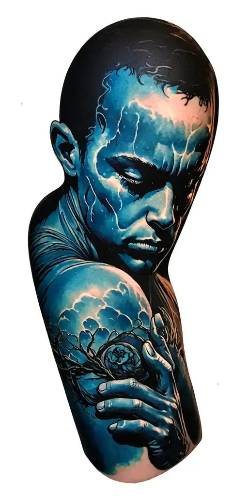 An It-themed Tattoo Symbolizing The Struggle With Sadness And Finding Inner Strength