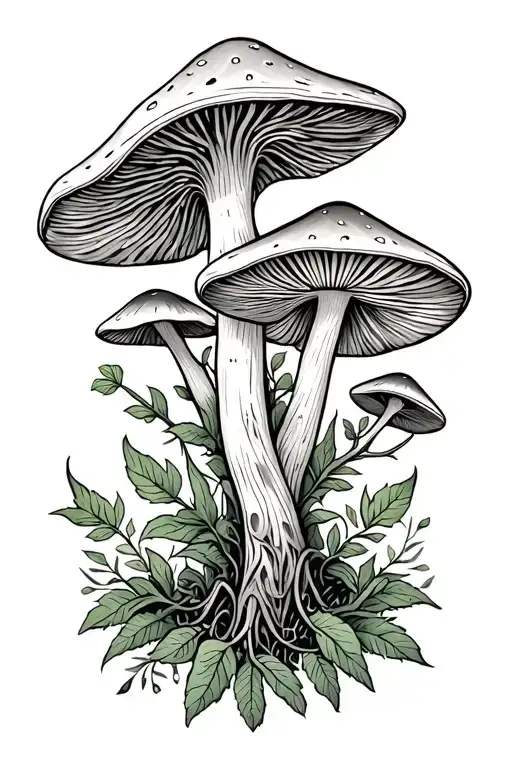 Psilocybin Mushrooms Framed With Ayahuasca Vine