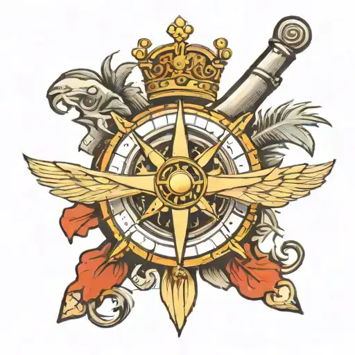 Airplane Pirate Compass Palm Pattern Crown