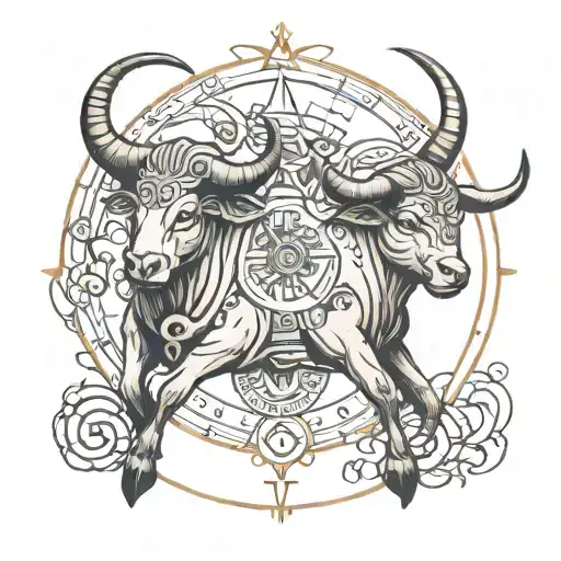 Two Zodiac Taurus Signs Connected