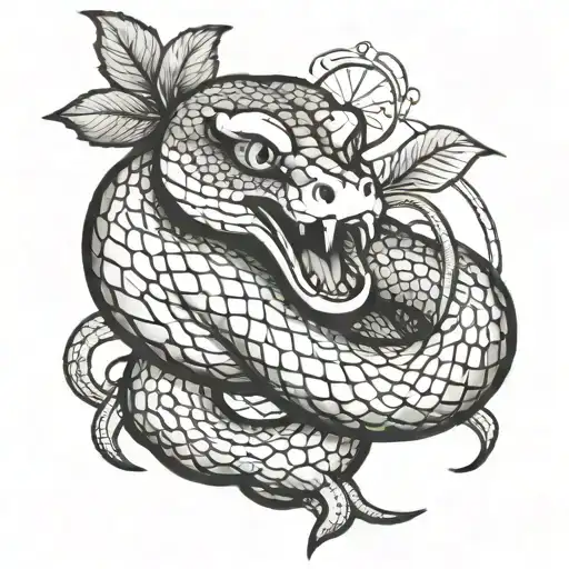 Snake With Apple In Mouth