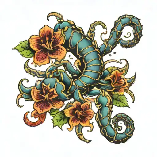 Flower Scorpio Sign Intertwined