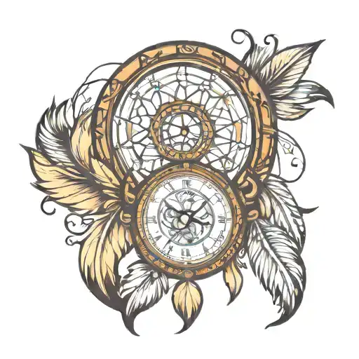 Dream Catcher Clock With Feathers