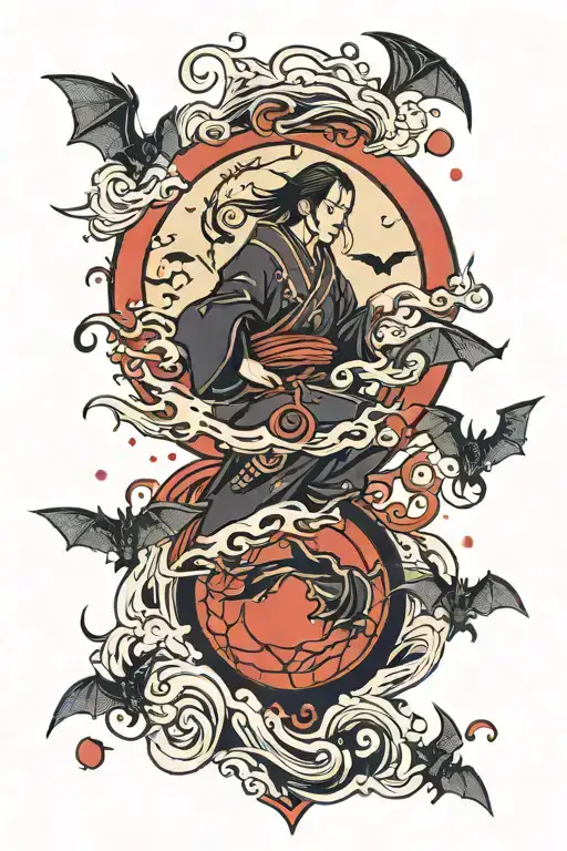 Itachi Blood Moon Bats Japanese Lettering