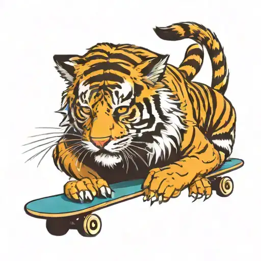 Tiger Praying To Jesus On A Skateboard