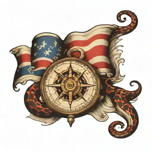 Flag With A Snake On It Lies An Ancient Compass