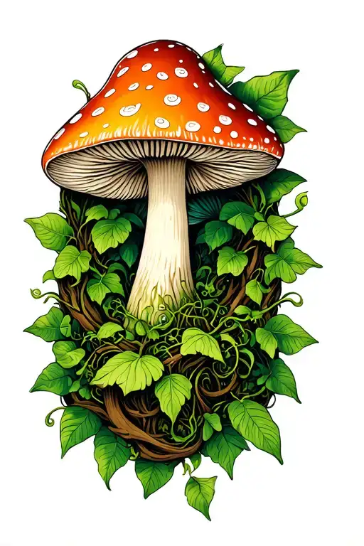 Magic Mushroom Framed With Ayahuasca Vine