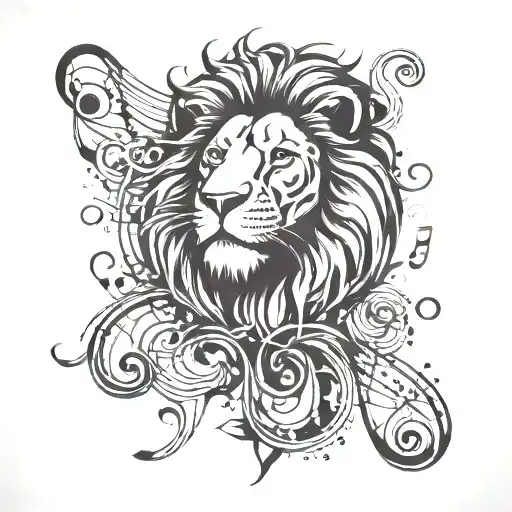 Lion And Music Notes Forming