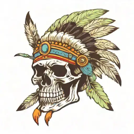 Skull With Indian Headdress