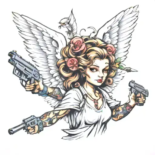 Angel With Wings And Guns Money Drugs
