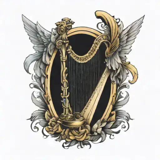 Harp With Angel Wings