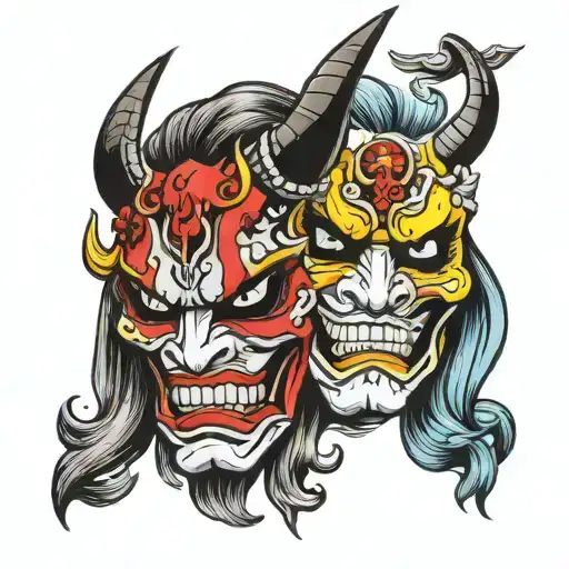 Bipolar Disorder Oni Mask Split Evil And Sad