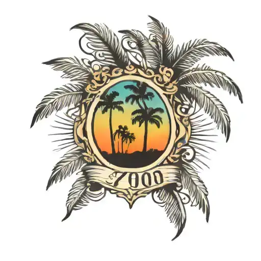 Zip Code 90034 With Palm Tree Silhouette