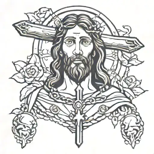 Jesus With A Rosary And A Taurus Symbol For My Neck