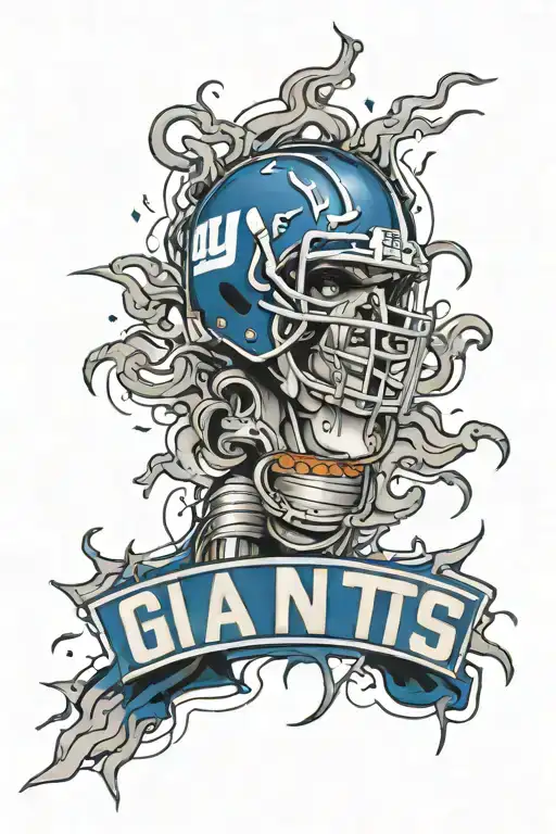 3D New York Giants Logo Bursting Through The Skin With Blue Blood Pumping Through The Veins