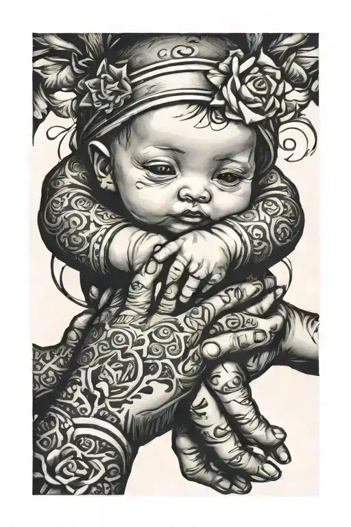 Baby Holding Adult Hand