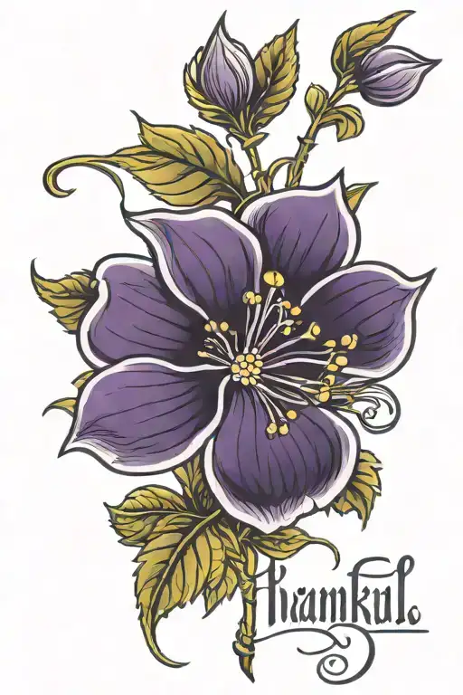 Single Stem Violet With Word Thankful