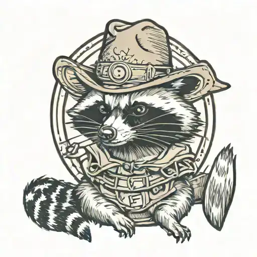 Raccoon Wearing Cowboy Hat Hoola Hooping