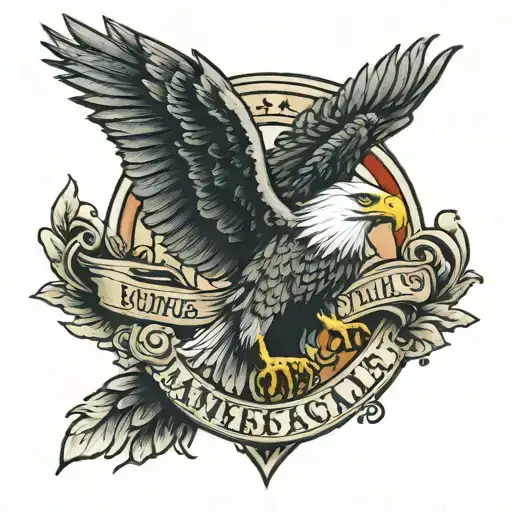 American Eagle With Heart And Text Family