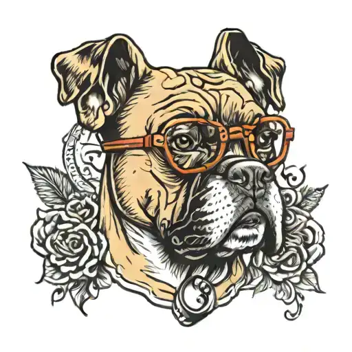 Boxer Dog With Glasses