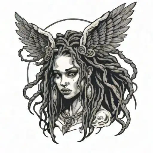 Black Angel With Dreads Woman Face