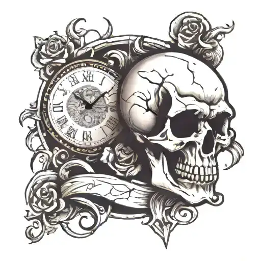 Evil Clock That Goes Backwards Instead Of Forward Facing Cowboy Skull