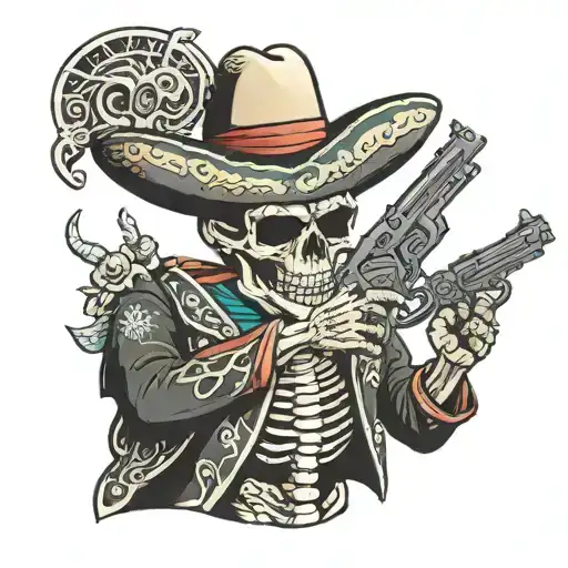 Mexican Skeleton With Gun Shooting