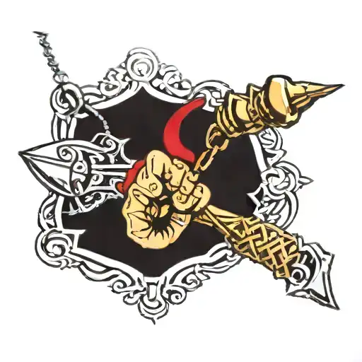 Italian Horn Pendant And A Puerto Rican Fist Pendant On A Chain