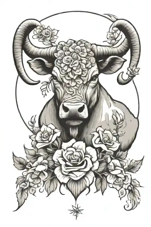 Taurus Bull And Flowers