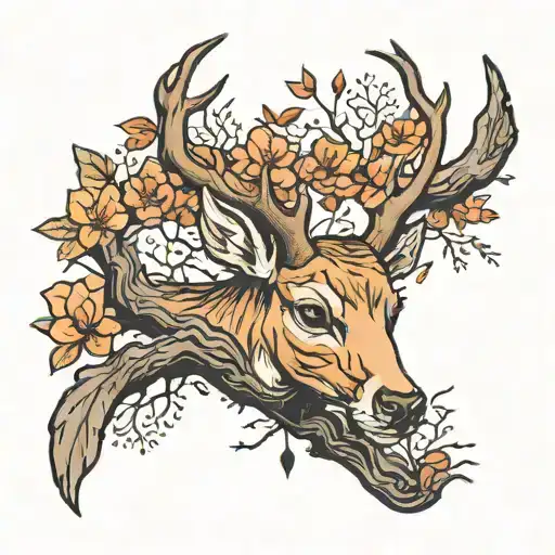 Deer Head Inside Tree