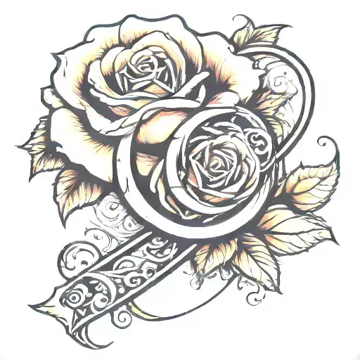 Letter C And Rose Wrapped