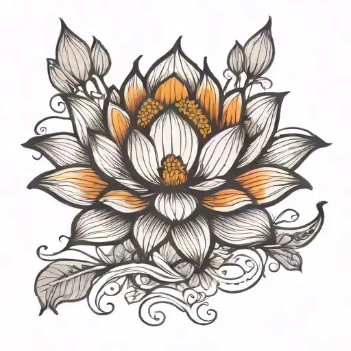 Distorted Fine Line Lotus Flower
