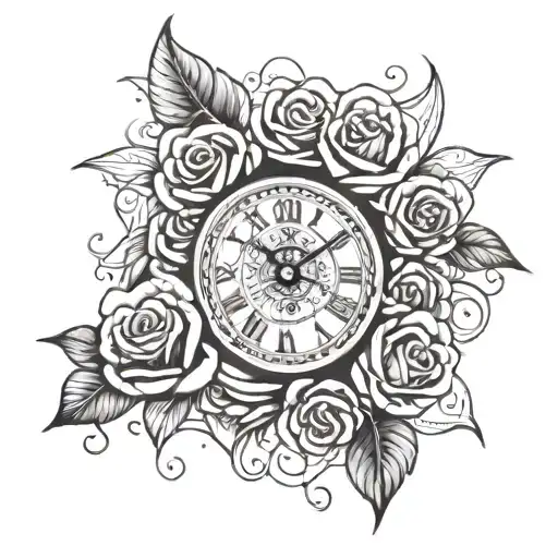 Family Forever Clock And Rose Wrapped