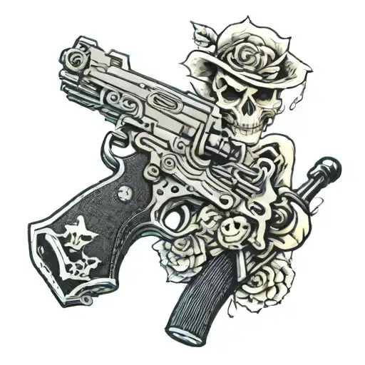 Akm Gun With Skull And Wife