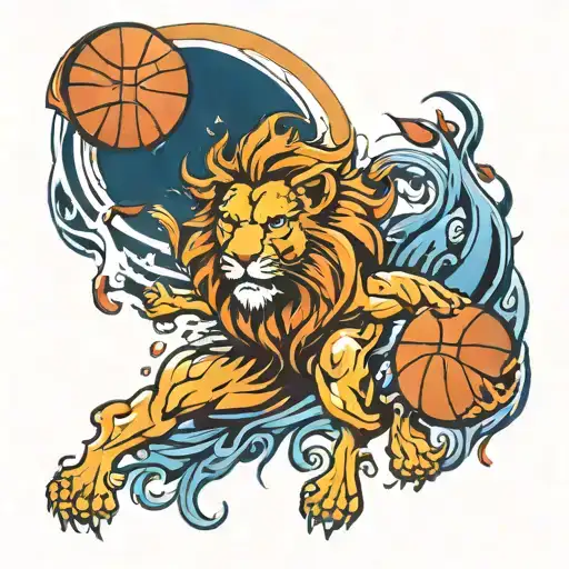 Basketball Lion And Flame